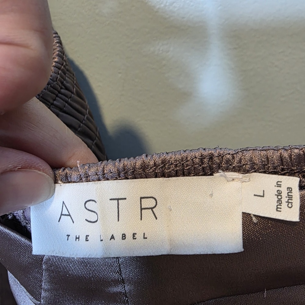 ASTR Satin Pewter/Pink Bustier Jumpsuit Size Large Anthro See Notes - Picture 7 of 9